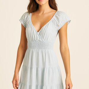 Hollister Blue Striped Smocked Mini Dress – Size XS